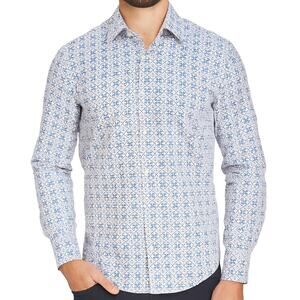 Ted Baker Blue Geometric Shirt Long Sleeve Button Front XL